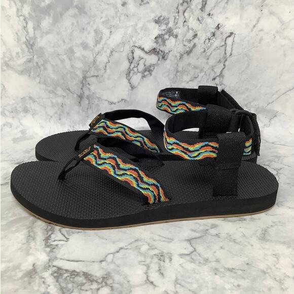 Teva Mens 11 Black Original Sandals Revive Ankle Strap Outdoor Beach 80s BR24-1 - Picture 4 of 10